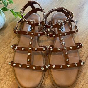 Steven Madden Women's Sunnie Square Toe Studded Gladiator Sandals Boho Size 7.5